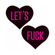 Pastease Love: Pasties de Corazón Negro con 'Let's Fuck'