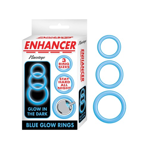 Set de Anillos de Brillo Azul Enhancer Mantente Firme Toda la Noche