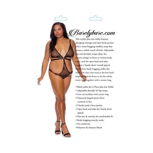 Barely Bare Strappy Bikini Teddy Black Queen Size