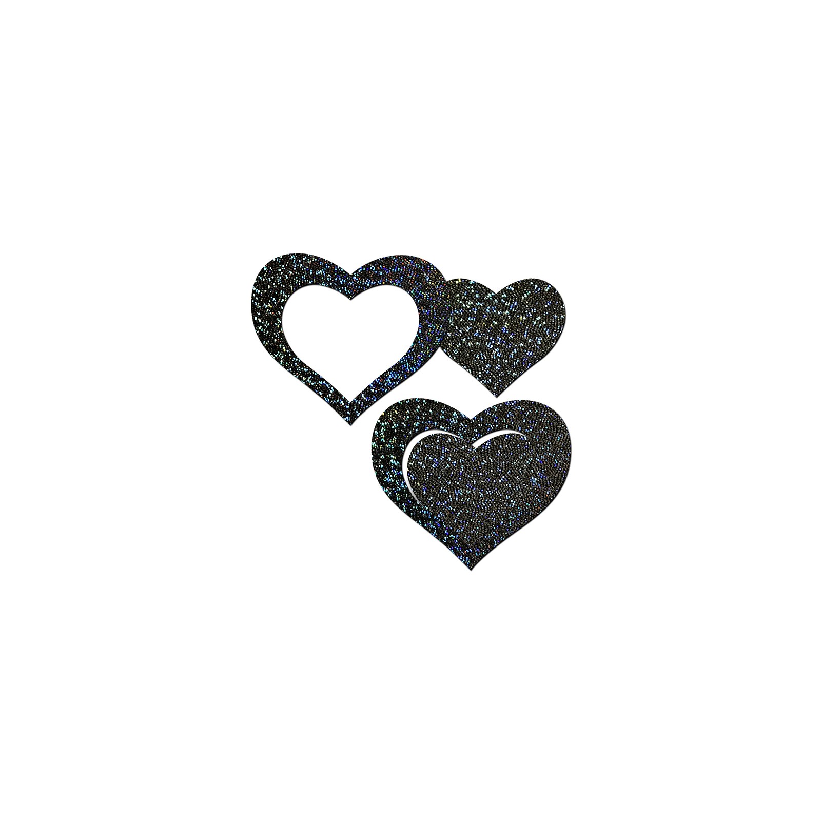 Pastease Black Glitter Heart Nipple Pasties