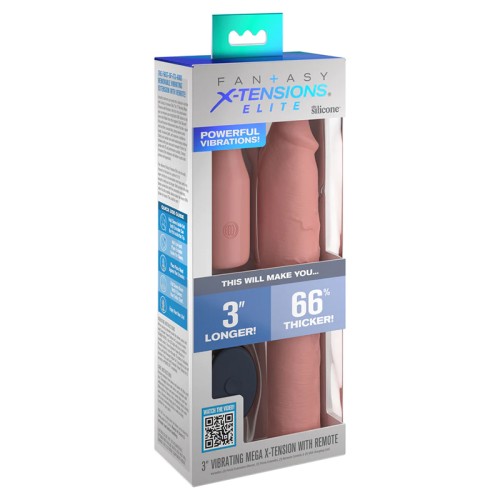 Fantasy X-tensions Elite 9 in. Silicone Mega Extension Sleeve Vibrating Beige