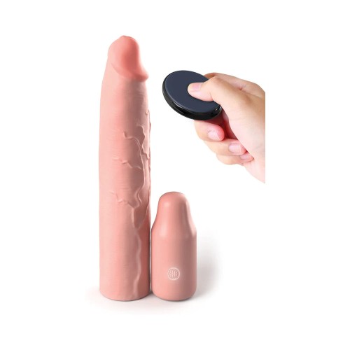 Fantasy X-tensions Elite 9 in. Silicone Mega Extension Sleeve Vibrating Beige