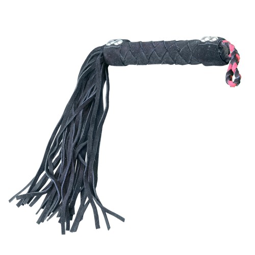 Ple'sur 15.5 in. Leather Flogger Black - Exquisite Impact Play