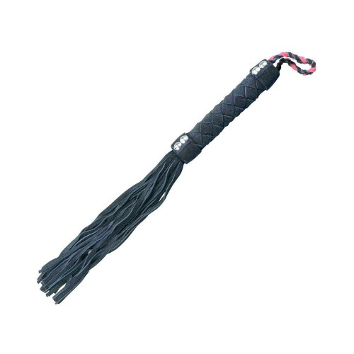 Ple'sur 15.5 in. Leather Flogger Black - Exquisite Impact Play