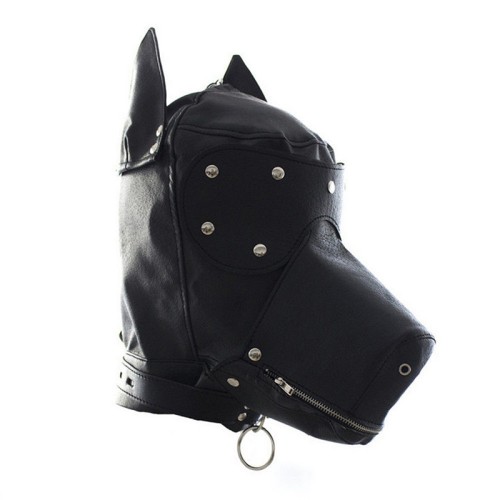 Ple'sur Locking Lace-Up Faux Leather Dog Hood Mask