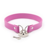 Ple'sur PVC Collar with Heart Lock & Key Pink