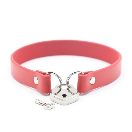 Ple'sur PVC Collar With Heart Lock for Fashionable Play