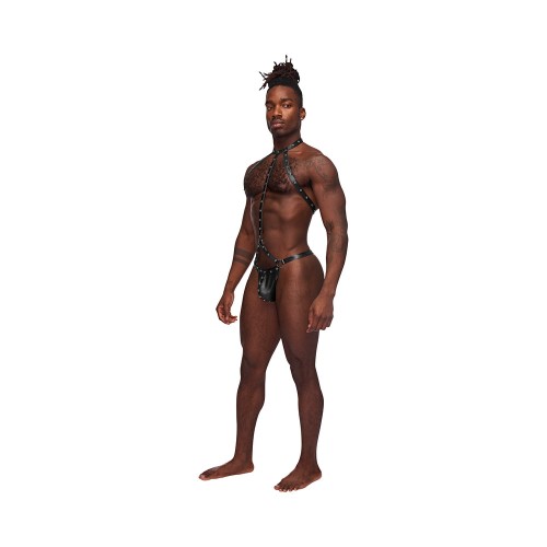 Male Power Fetish Gladiator Body Harness Black