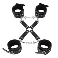 Male Power Leather All 4's Fuzzy Cuff Set