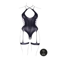 Body Metis con Suspensorios Negro Talla Reina Le Desir