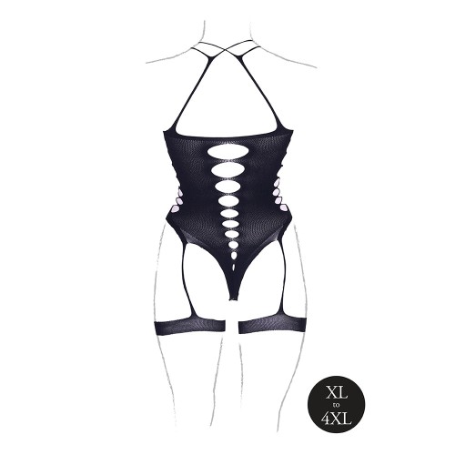 Le Desir Shade Metis Bodysuit with Garters Black Queen Size