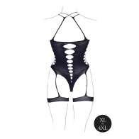 Body Metis con Suspensorios Negro Talla Reina Le Desir