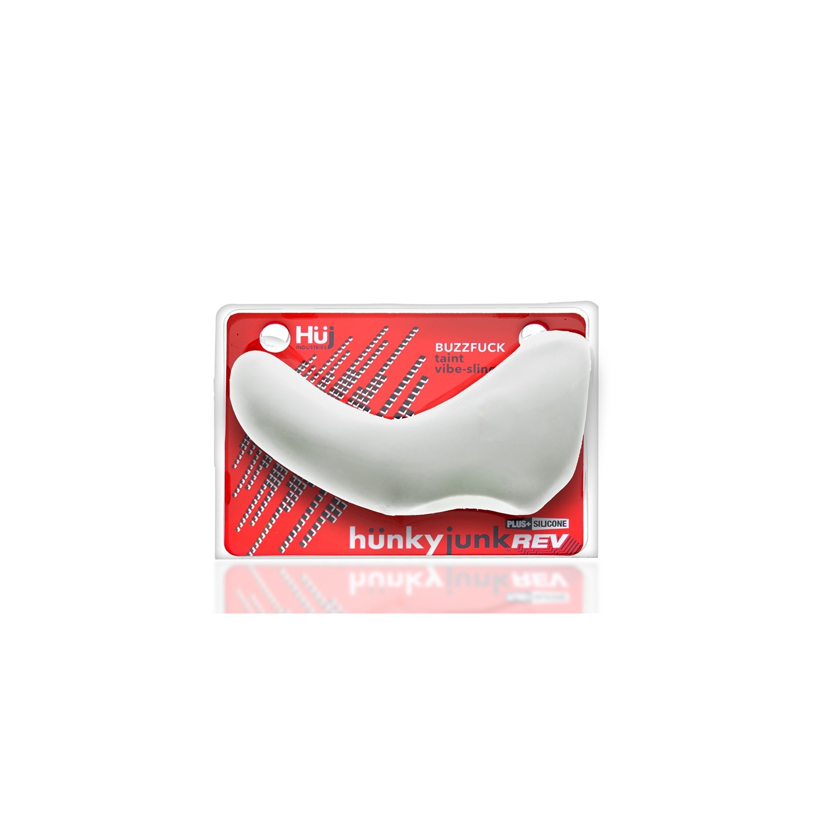 Hunkyjunk Buzzfuck Cock & Ball Sling with Taint Vibrator White Ice