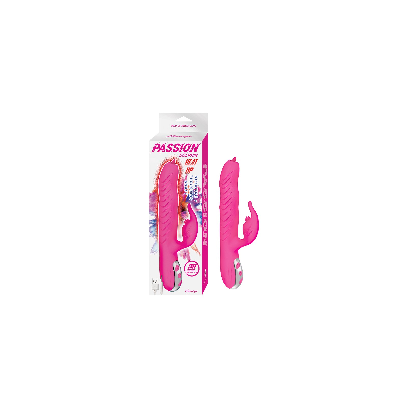 Dual Stimulator Rosa Passion Dolphin Heat Up para Placer Máximo