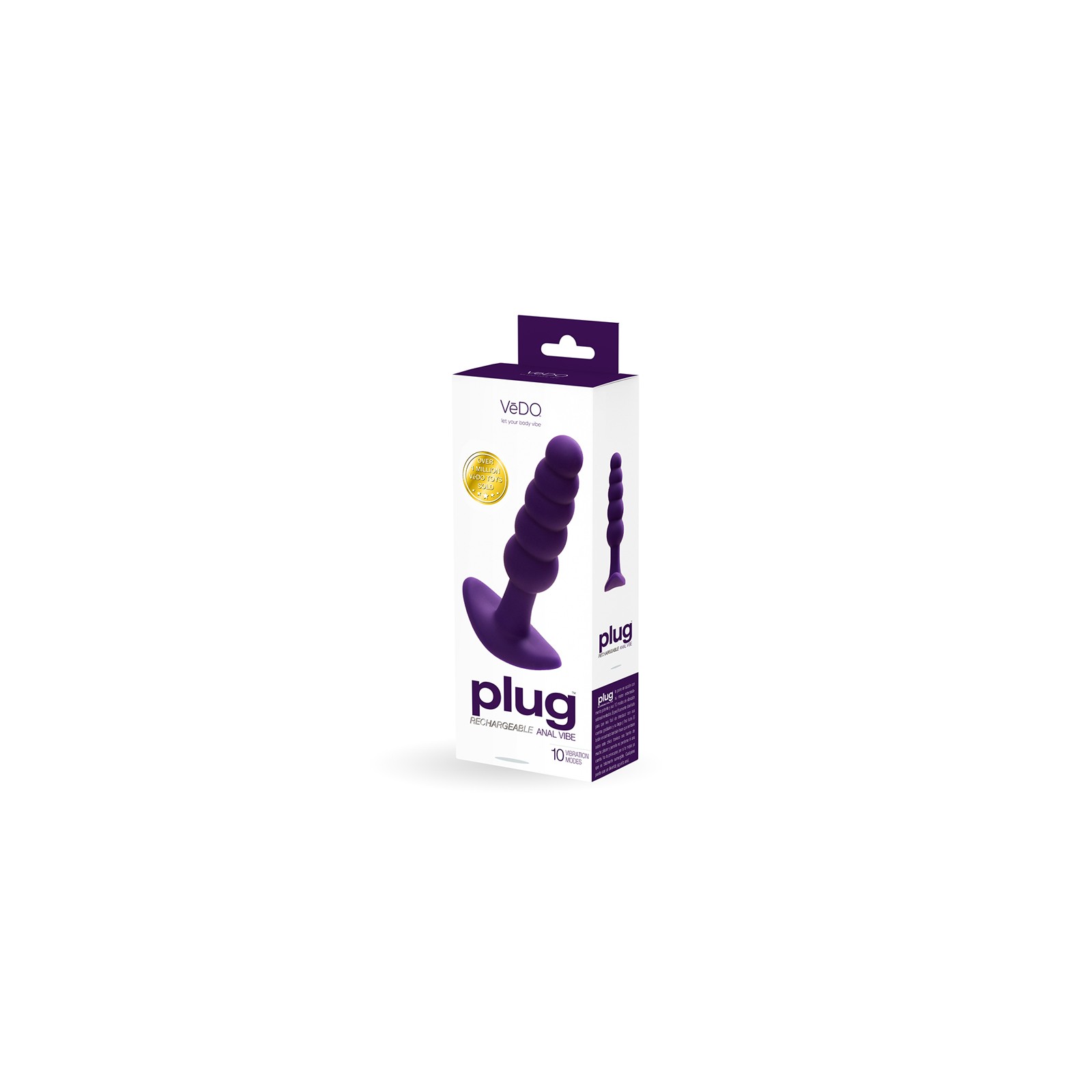 VeDO Rechargeable Silicone Vibrating Anal Plug Purple