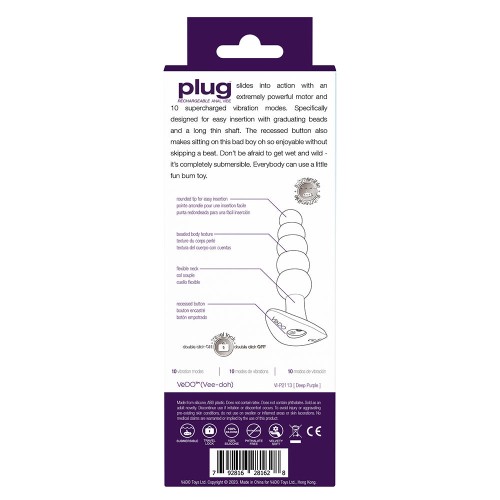 VeDO Rechargeable Silicone Vibrating Anal Plug Purple