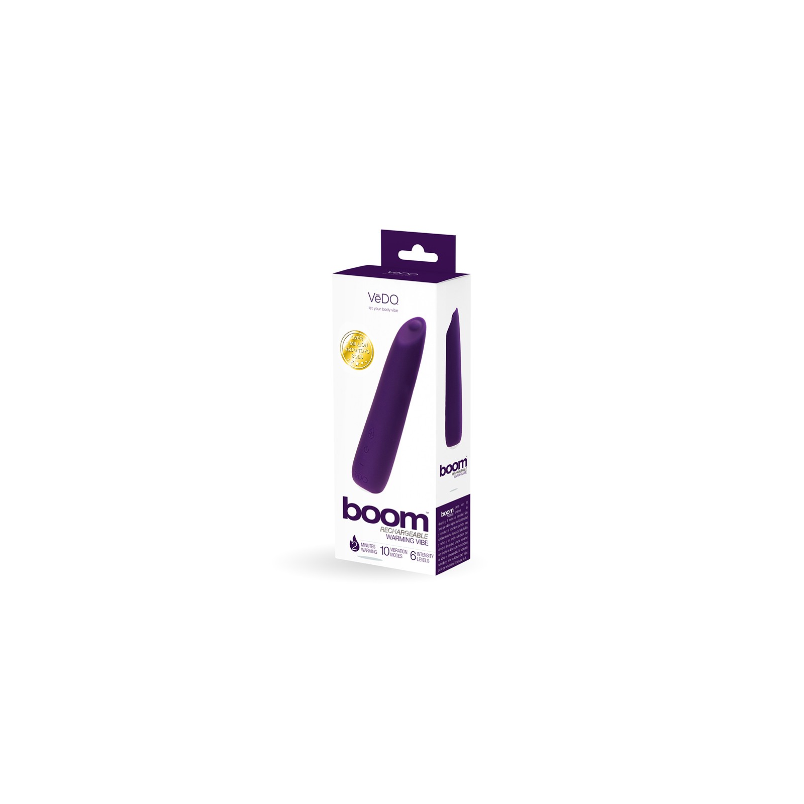 VeDO Boom Vibrador Slimline de Silicona Templada en Púrpura