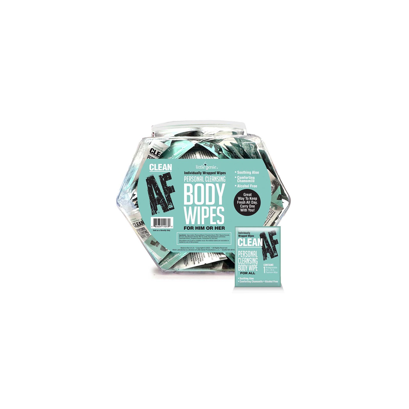 Clean AF Individually Wrapped Body Wipes 96-Piece Display