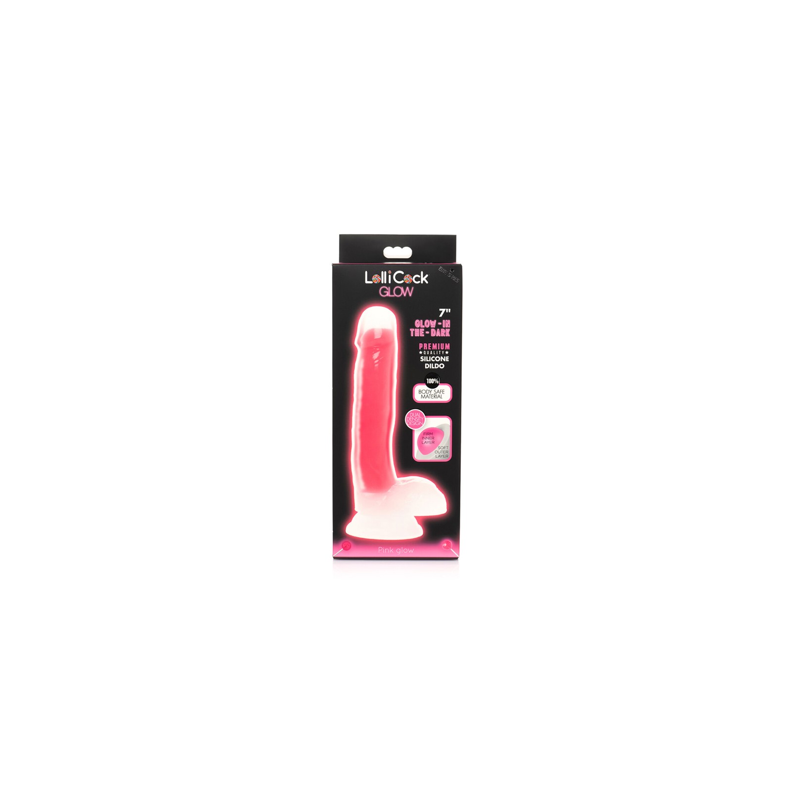 Lollicock Glow-in-the-Dark Silicone Dildo 7 inch Pink