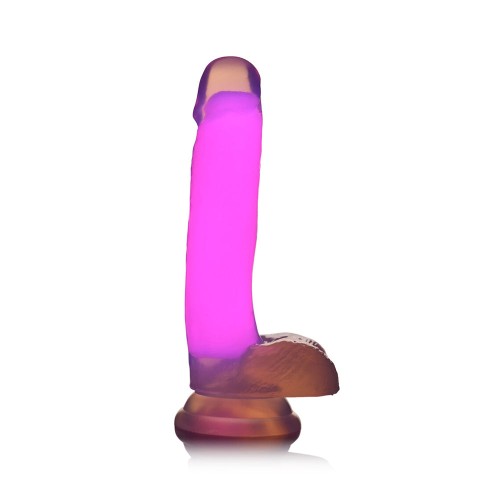 Dildo de Silicona Rosa Lollicock que Brilla en la Oscuridad de 7 Pulgadas