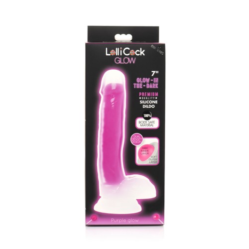 Lollicock Dildo Silicona Brilla en la Oscuridad 7 Pulgadas Púrpura