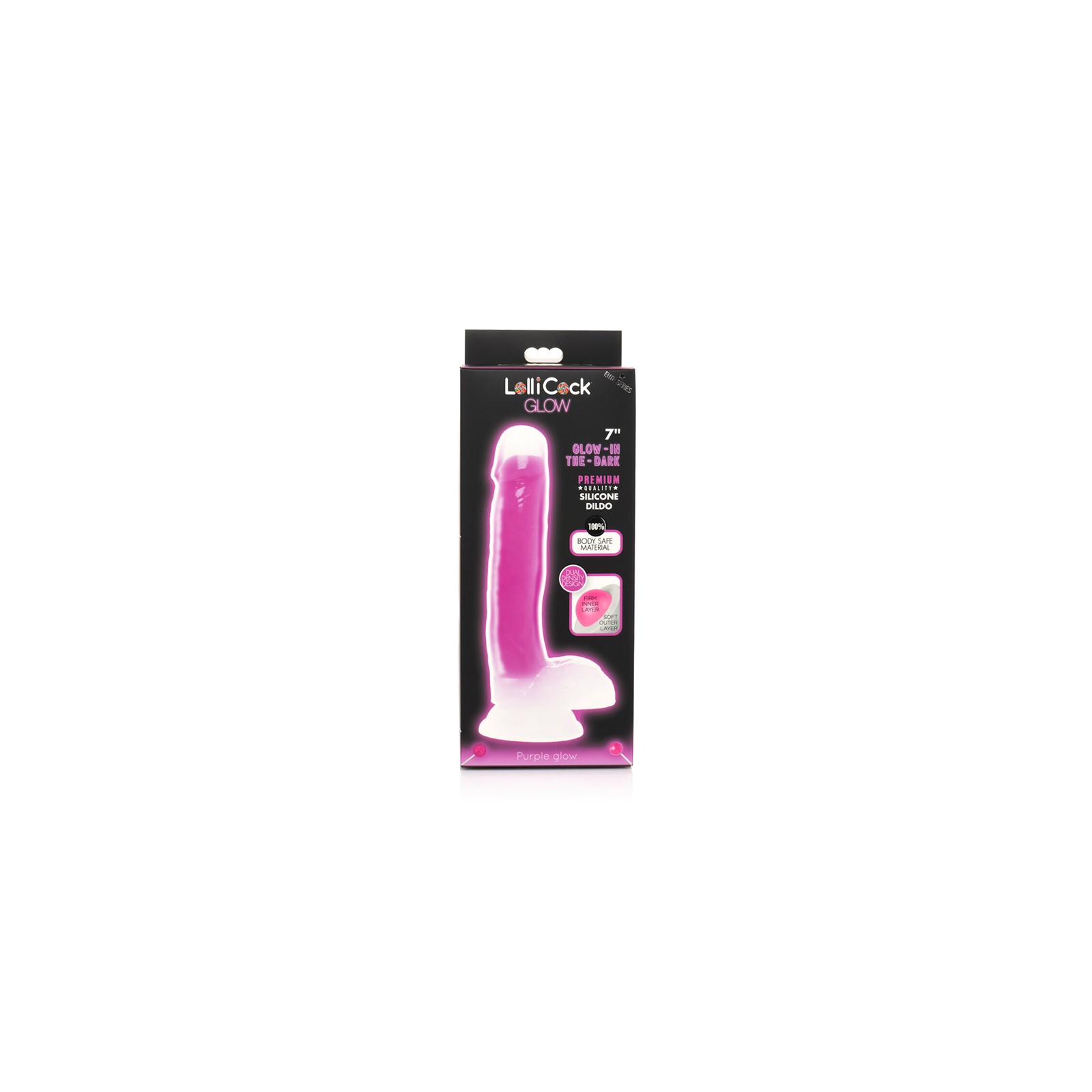 Lollicock Glow-in-the-Dark 7 in Silicone Dildo Purple