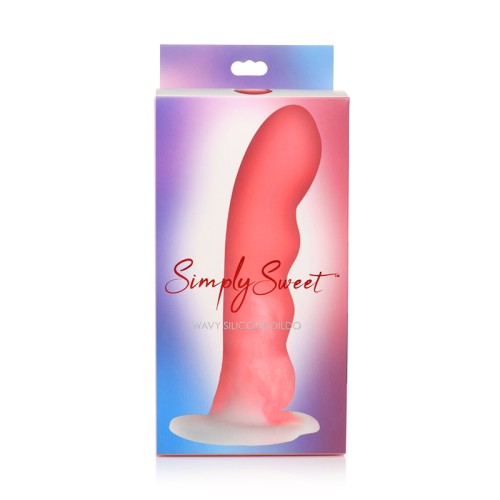 Simply Sweet Wavy Silicone Dildo in Pink/White