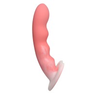 Simply Sweet Wavy Silicone Dildo in Pink/White