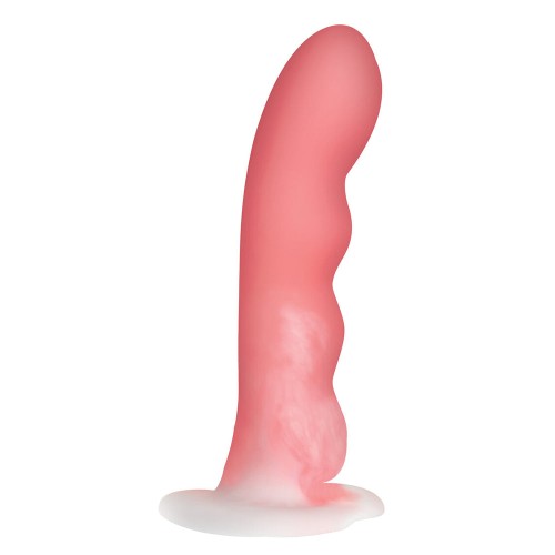 Simply Sweet Wavy Silicone Dildo in Pink/White