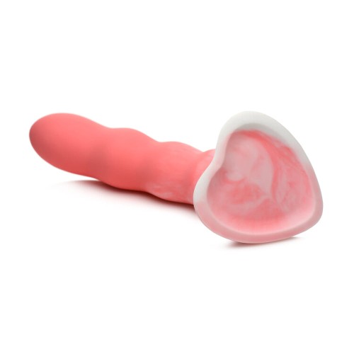 Simply Sweet Wavy Silicone Dildo in Pink/White