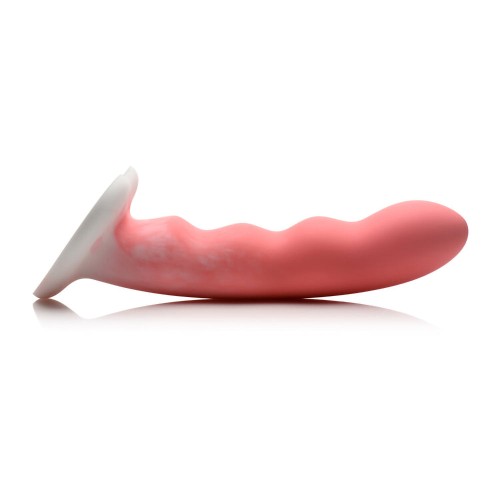 Simply Sweet Wavy Silicone Dildo in Pink/White