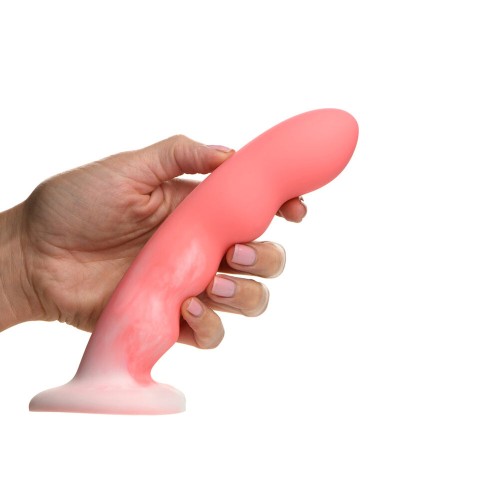 Simply Sweet Wavy Silicone Dildo in Pink/White