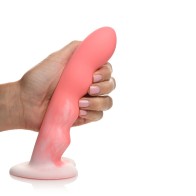 Simply Sweet Wavy Silicone Dildo in Pink/White