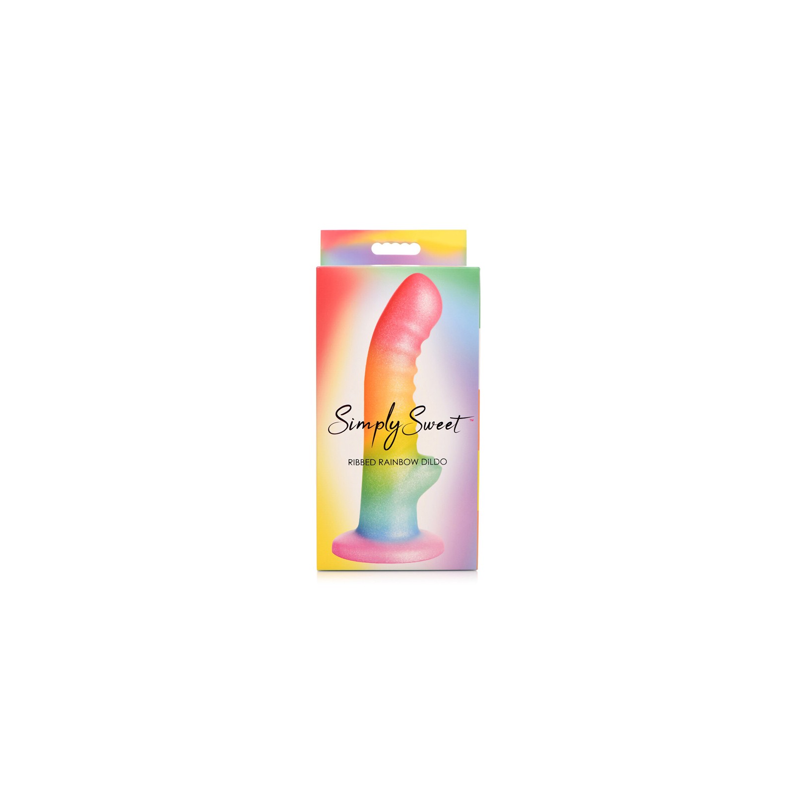 Simply Sweet Ribbed Silicone Dildo Rainbow