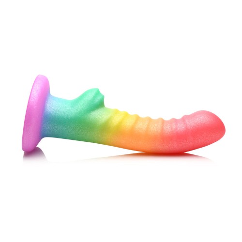 Simply Sweet Ribbed Silicone Dildo Rainbow