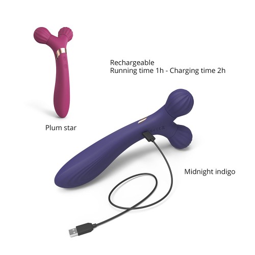 Masajeador y Vibrador de Silicona Doble Love to Love Fireball Recargable Midnight Indigo