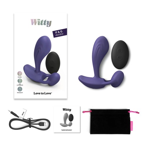 Witty Rechargeable Silicone P & G Vibrator Midnight Indigo