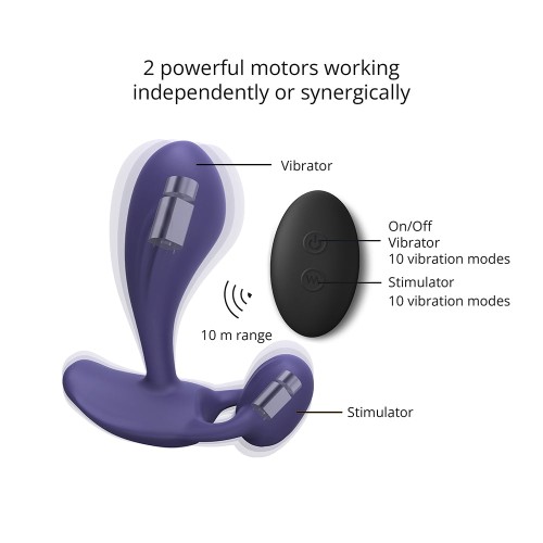 Witty Rechargeable Silicone P & G Vibrator Midnight Indigo