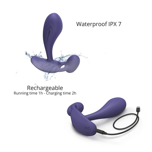 Witty Rechargeable Silicone P & G Vibrator Midnight Indigo