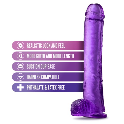 B Yours Plus Hefty n' Hung 14 in. Dildo with Balls Purple