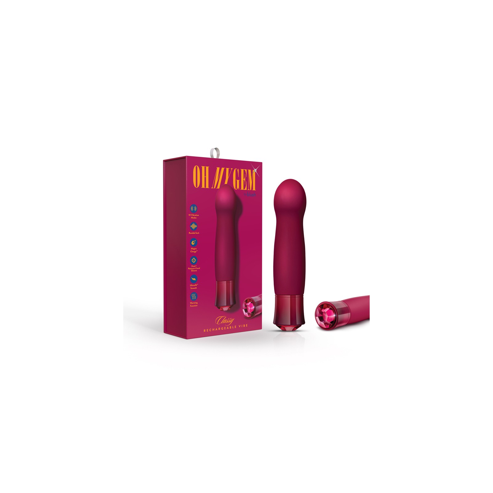 Oh My Gem Classy Rechargeable Warming Silicone G-Spot Vibrator Garnet