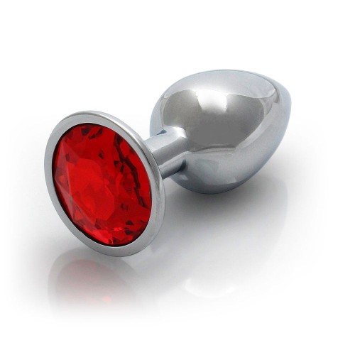 Ouch! Round Gem Butt Plug Small Silver/Ruby Red