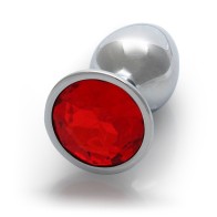 Ouch! Round Gem Butt Plug Small Silver/Ruby Red