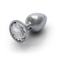 Ouch! Small Round Gem Butt Plug Silver/Diamond