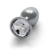 Ouch! Small Round Gem Butt Plug Silver/Diamond