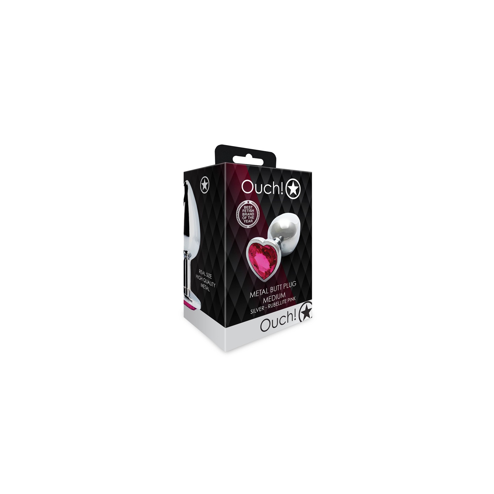 Plug Anal Corazón Gem - Mediano Plata y Rosa