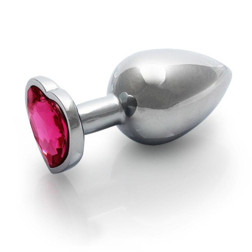 Plug Anal Corazón Gem - Mediano Plata y Rosa