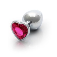 Plug Anal Corazón Gem - Mediano Plata y Rosa