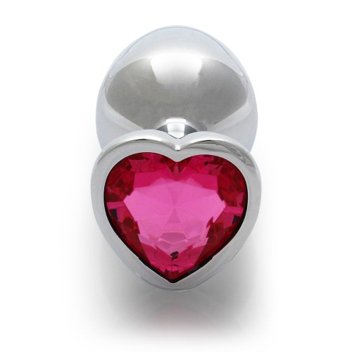 Plug Anal Corazón Gem - Mediano Plata y Rosa