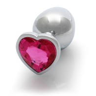 Plug Anal Corazón Gem - Mediano Plata y Rosa